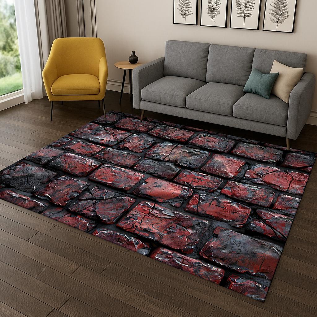3D Brick Stone Building Wall Originality Carpet Rug for Living Room Sofa Home Bedroom Doormat Decor,Playroom Non-slip Area Rug
