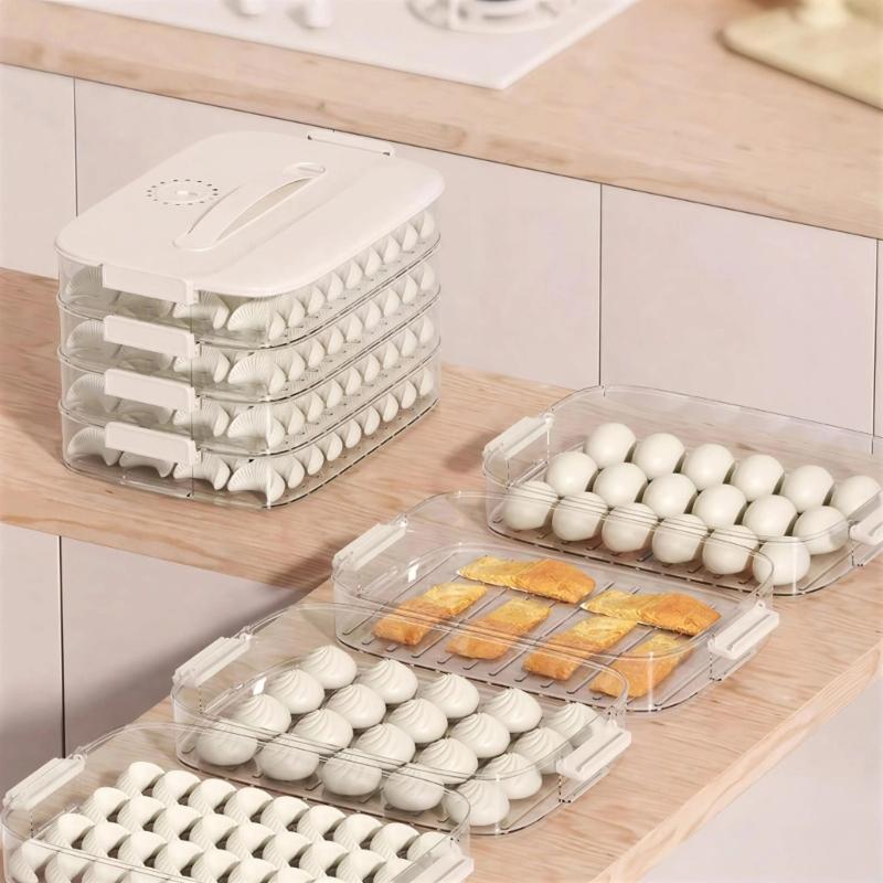 Dumpling Organizers Box Featuring Stackable Designs and Easy Cleaning PP Materials for Kitchen Refrigerator Storage