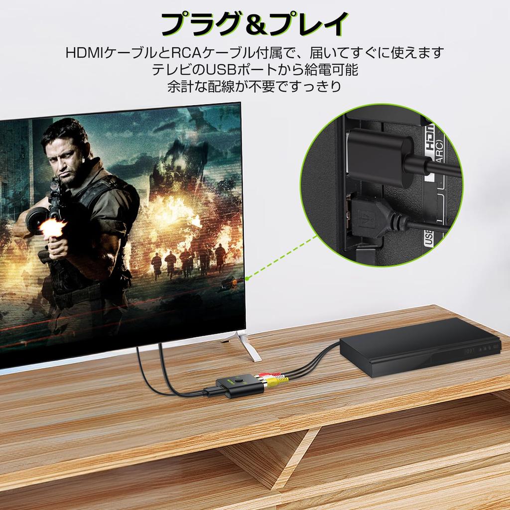 LiNKFOR RCA to HDMI 1080P compact and lightweight AV to HDMI HDMI adapter compatible with Japanese instruction manual Converter, compatible, 169/43