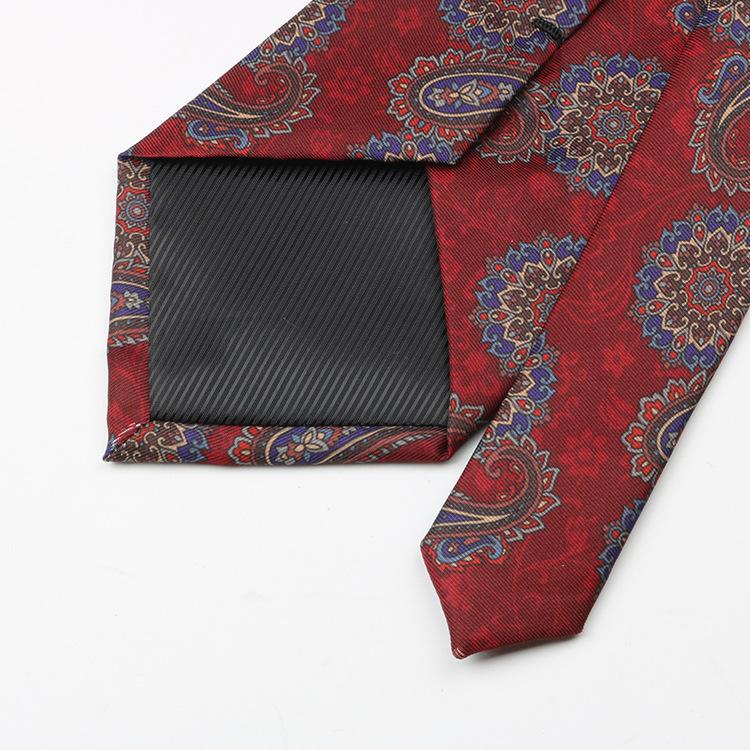 High-End Pattern Tie Men'S Printed Burgundy Imitation Silk Business Banquet Wedding Groom Hand Tie Cashew Fruit Hand Style