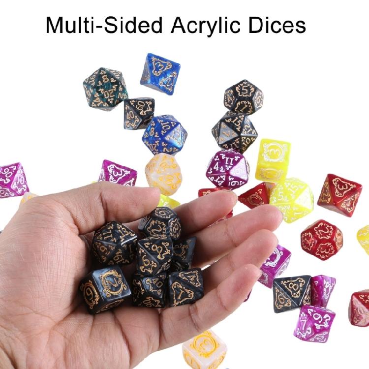 7 szt. Kości wielościenne Wzór Smoka Kości do gry planszowej Wielostronne Kości akrylowe do gry fabularnej Łatwe do odczytania