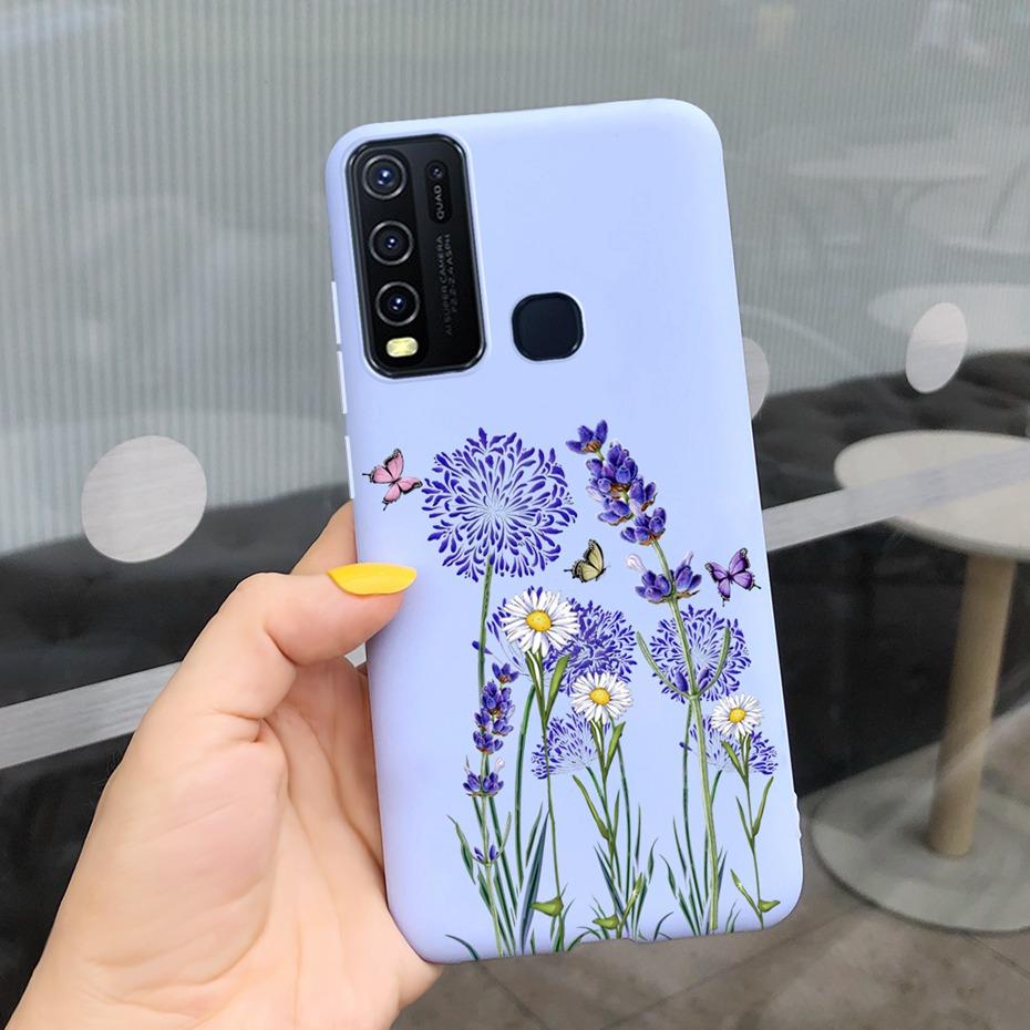 Fashion Cute Flower Milk Silicone Case For Vivo Y30 1938 Y50 1935 Black Soft TPU Phone Cover For Vivo Y 30 50 Y30 2020 Back Case