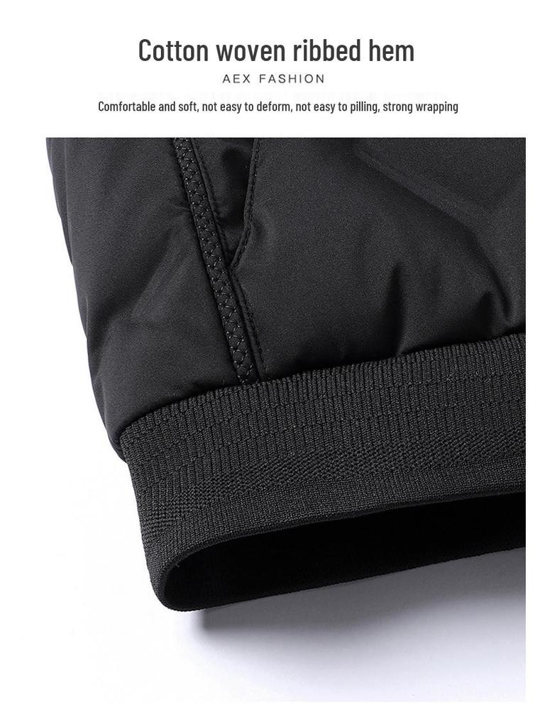 Men's High-Quality Down Cotton Baseball Collar Cardigan Solid Color Jacket