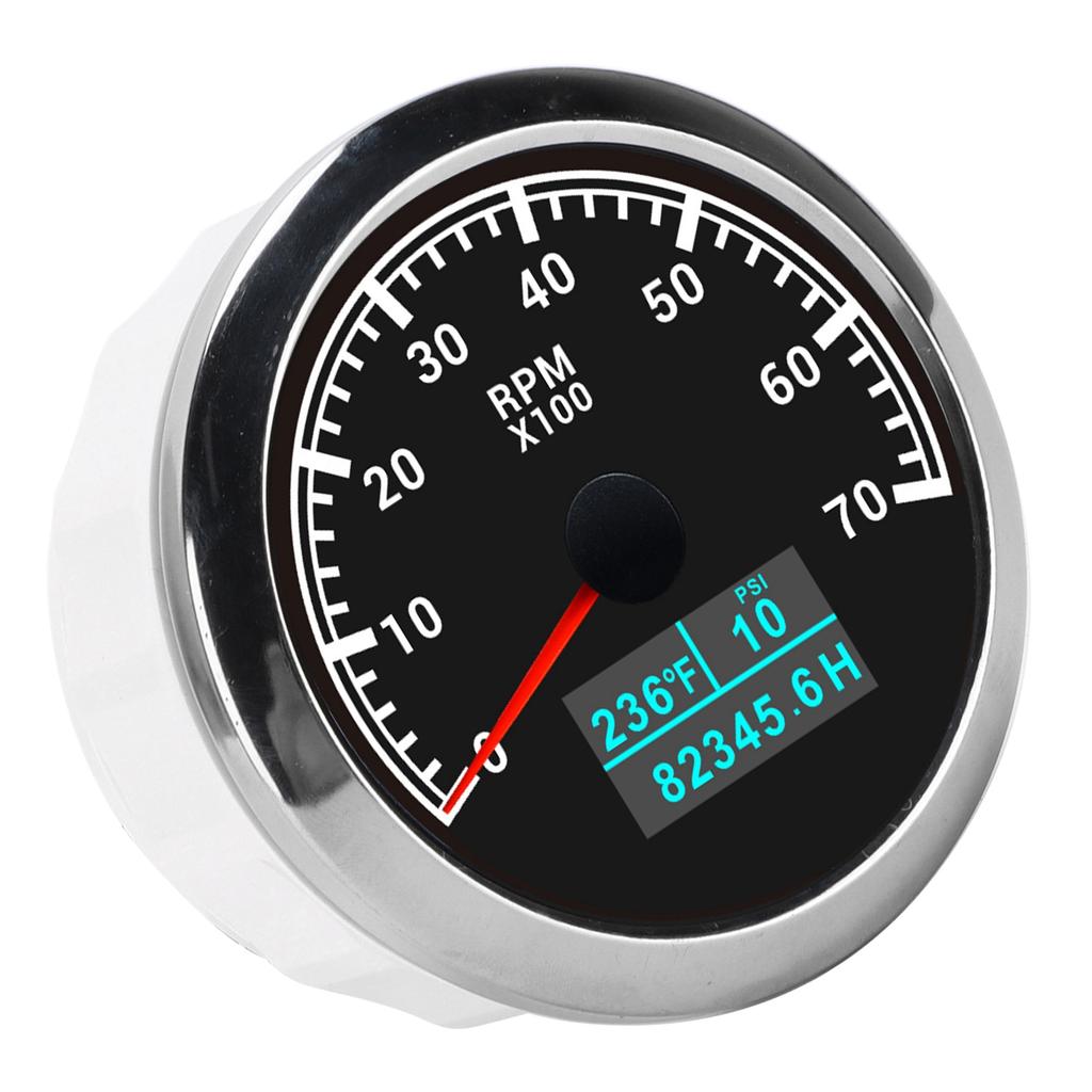 RPM Tachometer Gauge 3 In 1 Multifunctional Marine Accessory for Automobile Boats 9?32V DCBlack