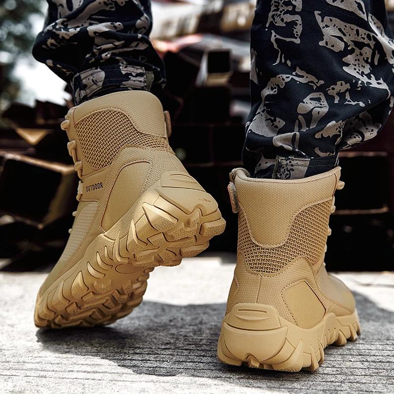 Men Tactical Boots Army Waterproof Work Climbing Hiking Shoes High Quality Outdoor Motorcycle Hunting Safety Unisex Desert Boot