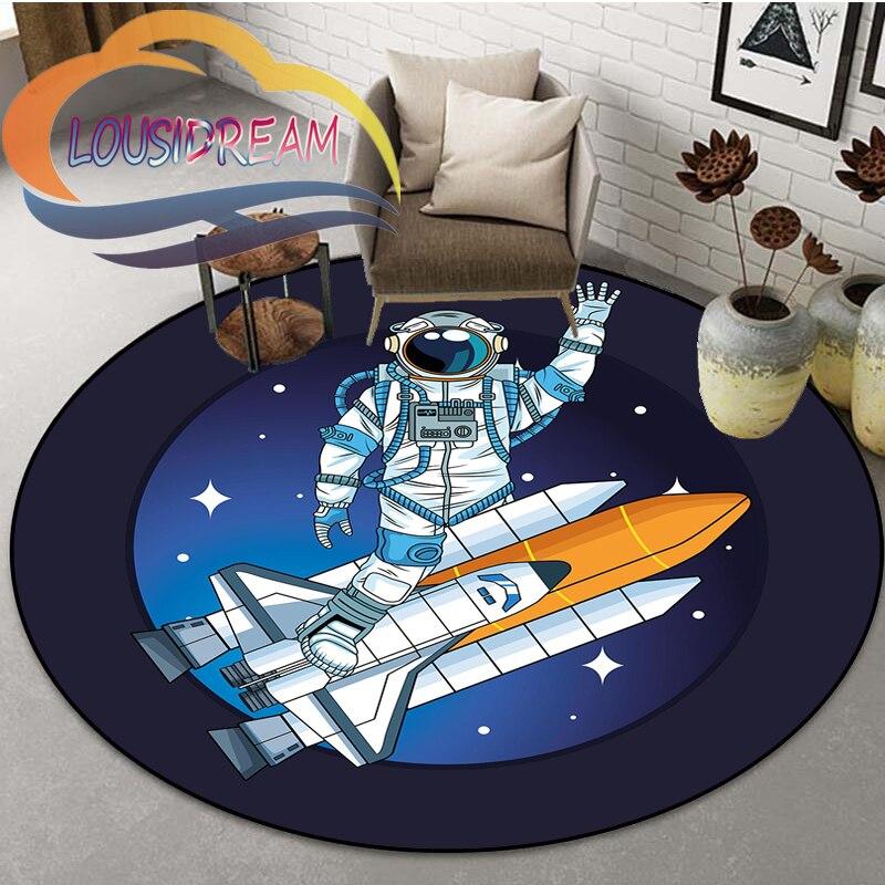 Space Universe  Vector Ufo and Many Planets In Galaxy Round Bedroom Floor Mat Computer Chair Area Decoration Carpets
