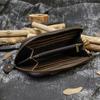 Leather Vintage Long Wallet for men women single zipper leather wallet purse buisness men casual wallet real skin burse for man