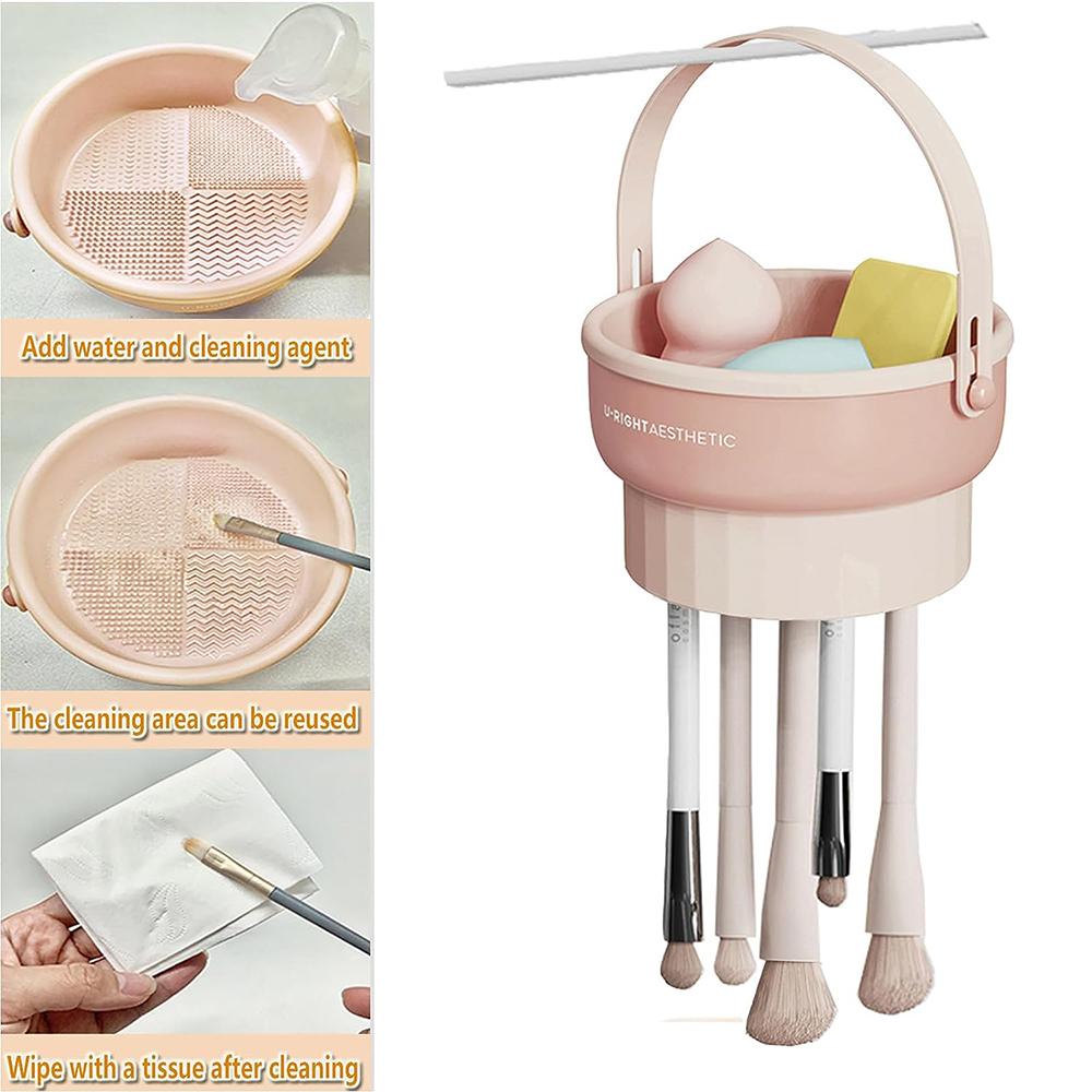 Makeup Brush Cleaning Mat 2 in 1 Cleaner Bowl Holder Portable Washing Tool With Drying Function Silicone Pad