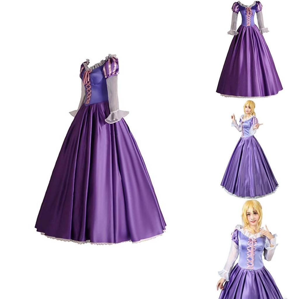Elegant Adult Rapunzel Fancy Women Dress Cosplay Costume For Halloween Parties