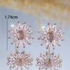 Female Cute Crystal White Zircon Stone Sunflower Stud Earrings Vintage Rose Gold Color Wedding  Jewelry For Women