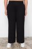 Women's Style Plus Size Black High Waist Knitted Trousers
