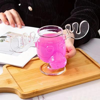 Kubek świąteczny Jeleń 240ml Przezroczysty szklany kubek w kształcie łosia Świąteczny film wakacyjny Kawa