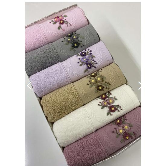 50x90 Handmade Face Towel Set with Box of 6 3d Hand Embroidered Embroidery