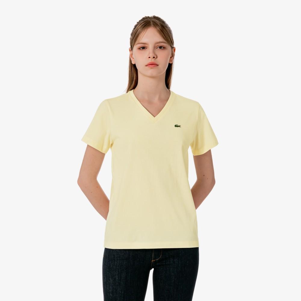 Lacoste Women's Basic V-Neck Short Sleeve T-Shirt TF833E-56GS7G