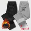 Men's Thick Velvet-Lined Casual Winter Trousers - Loose Fit, Stretch, Warm Sports Straight Pants