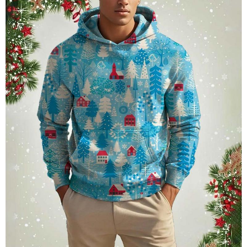 Classic And Fashion Christmas men's Hooded Sweatshirt Street Fun Santa Claus 3D Printed Sports Shirt Autumn Snowman men's Hoodie