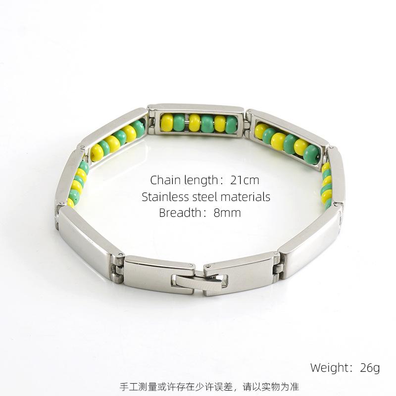 

Новый браслет из титановой стали с бусинами, нишевый уникальный дизайн, темпераментный браслет, популярный браслет