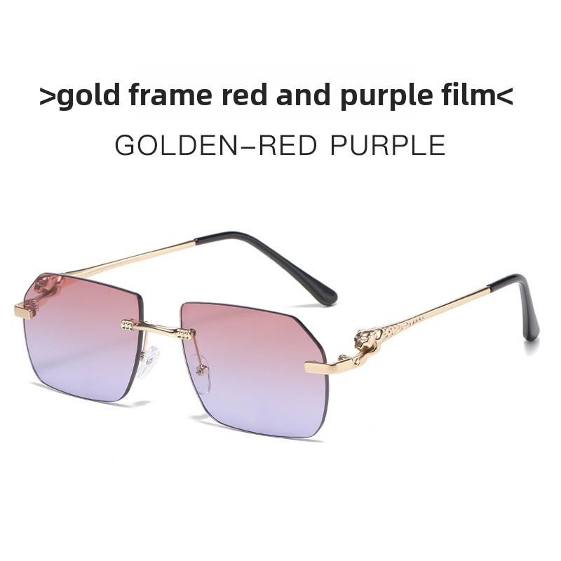 Leopard Pattern Womens Frameless Sunglasses With Pc Lenses For Trendy Street Style