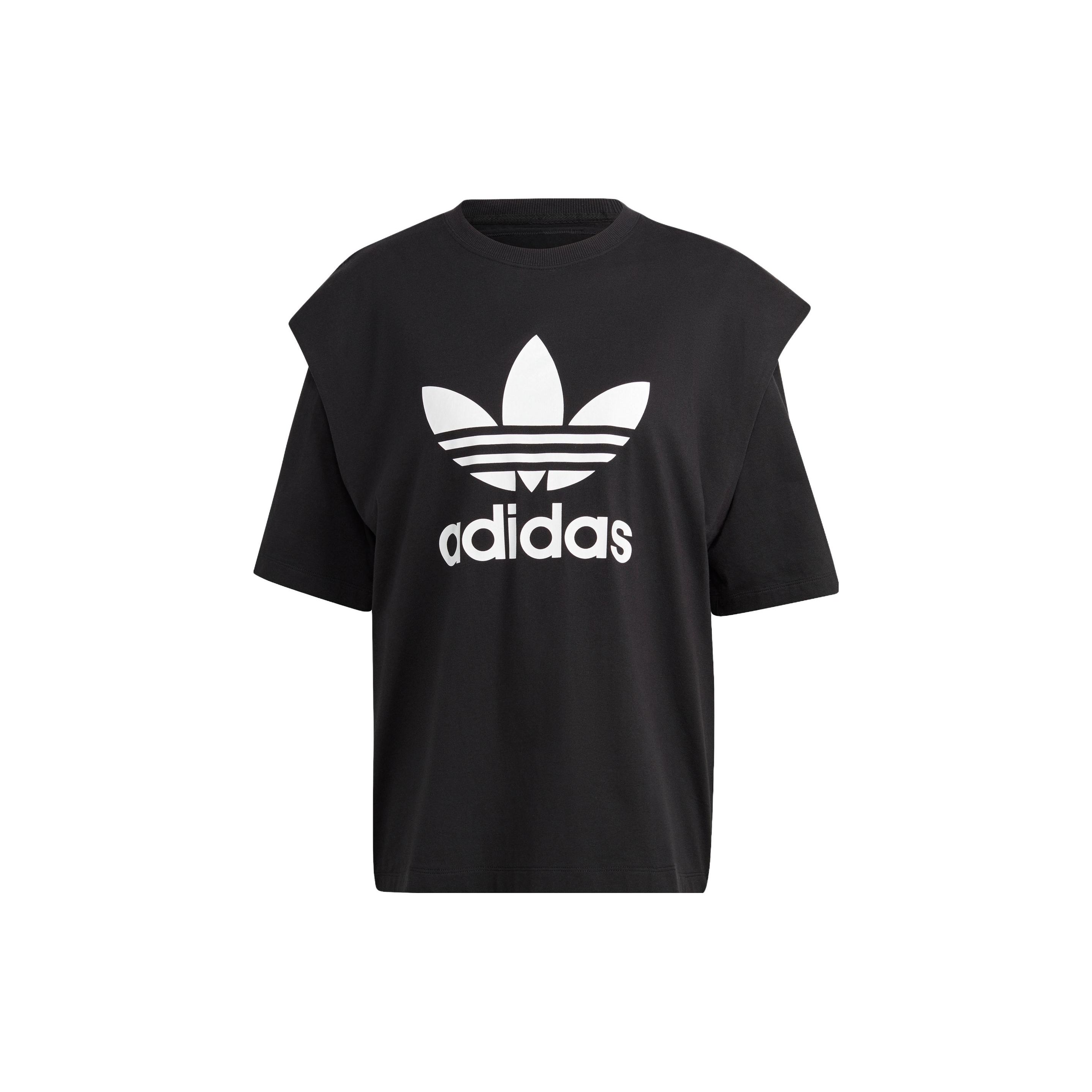 Adidas Originals Always Original Two In One Loose Fit Crew Neck Cotton T Shirt Women Black IC8805 L