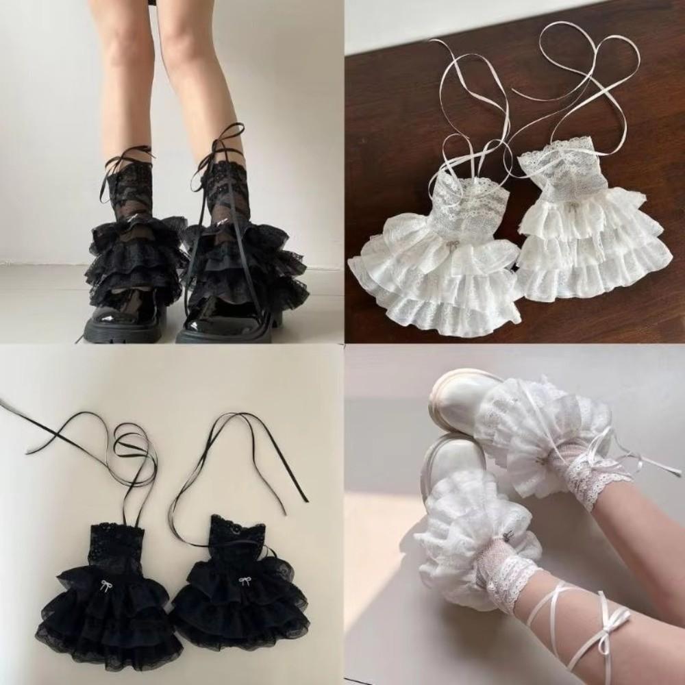 New Ruffle Lace Leg Warmer Comfortable Stretchy Boot Socks Sheer Mesh Leg Socks