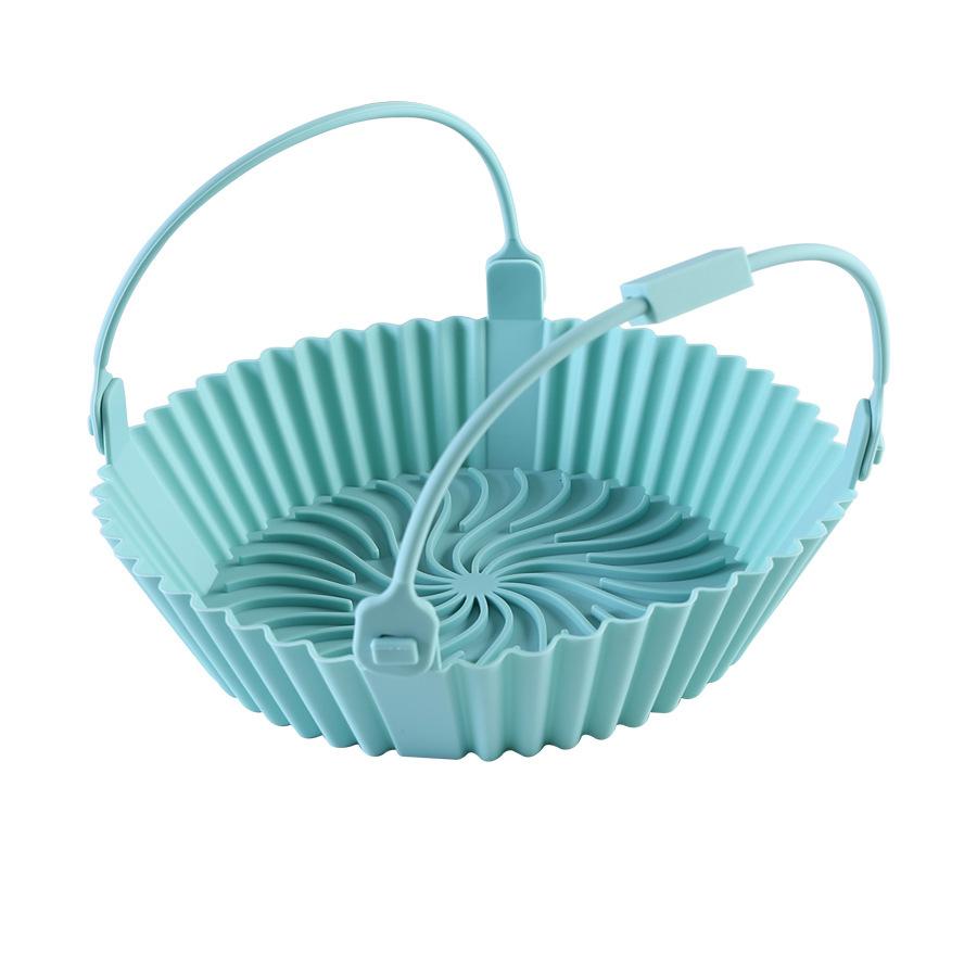 Reusable Air Fryer Baking Tray Silicone Airfryer Liner Oven Mat with Handle Basket Pizza Fried Chicken Grill Pan Mat For Kitchen