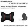 2Pcs Car Seat Neck Pillow Headrest Rest Cushion Support PU Leather Knitted Seat  Auto Black Safety Pillow Car Accessories