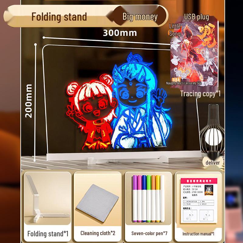 Kids' DIY Luminous Acrylic Message Board: Light-Up Drawing & Writing Display