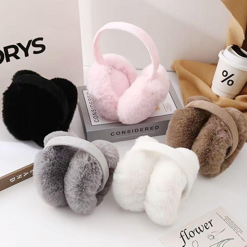 Rabbit Hair Warm Ear Cushions Adjustable Ear Warmers Cartoon Warmth Eartips  Students