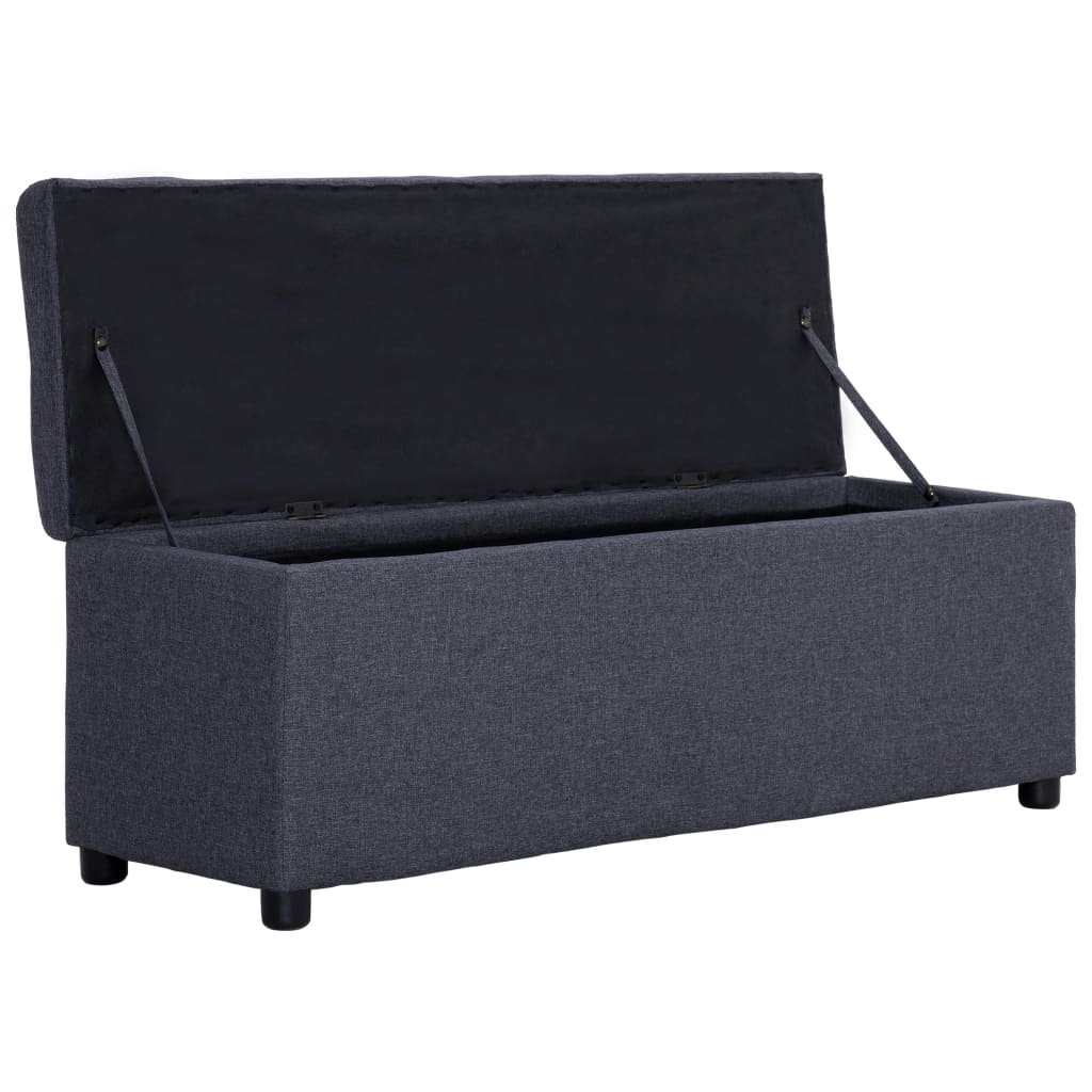 Storage Bench with Compartment 116 Cm Dark Grey Polyester