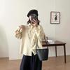 2025 Autumn/Winter Retro Brushed Print Cardigan Long Sleeve Lapel Shirt Women's Slim Top