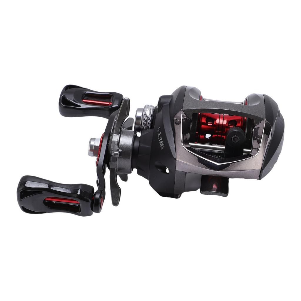 Baitcasting Reel with Magnetic Dual Braking System 6.3:1 Gear Ratio 8kg Drag Dual Line Cup Right Hand Fishing Reel for