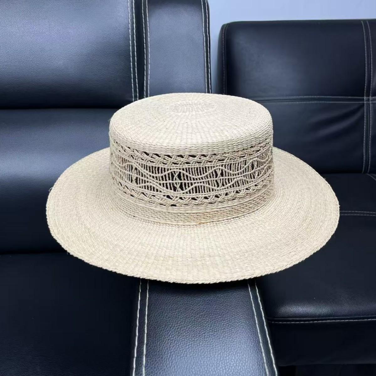 

Quality Raffia Flat Hat Women s Summer French Openwork Sun Hat Wide Brim Fashion Sun Protection Top Hat does not support 7-day no-reason returns