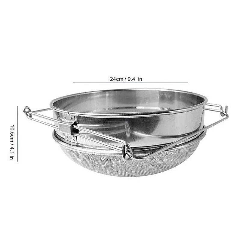 1 Pcs Stainless Steel Honey Filter Double-Screen Honey Particle Filter Multi-Function Adjustable Fine Mesh Sieve Filter Screen
