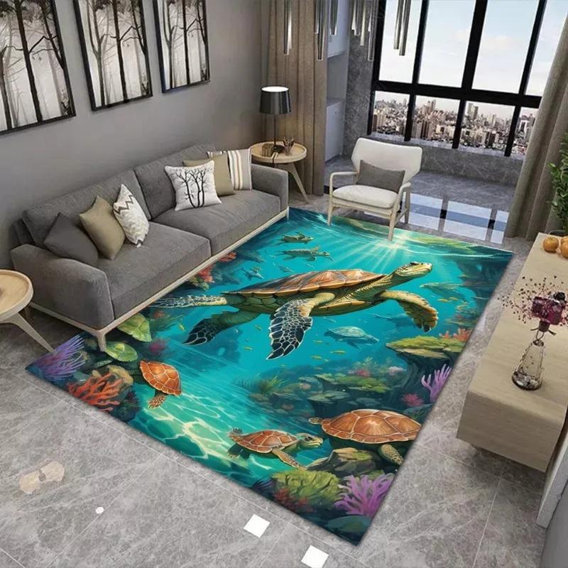 Verträumter Schildkröten-Druck Großer Teppich Rutschfest und Verschleißfest Verwendet in Wohnzimmern Matte Schlafzimmern und Anderen Szenen Weicher Teppich