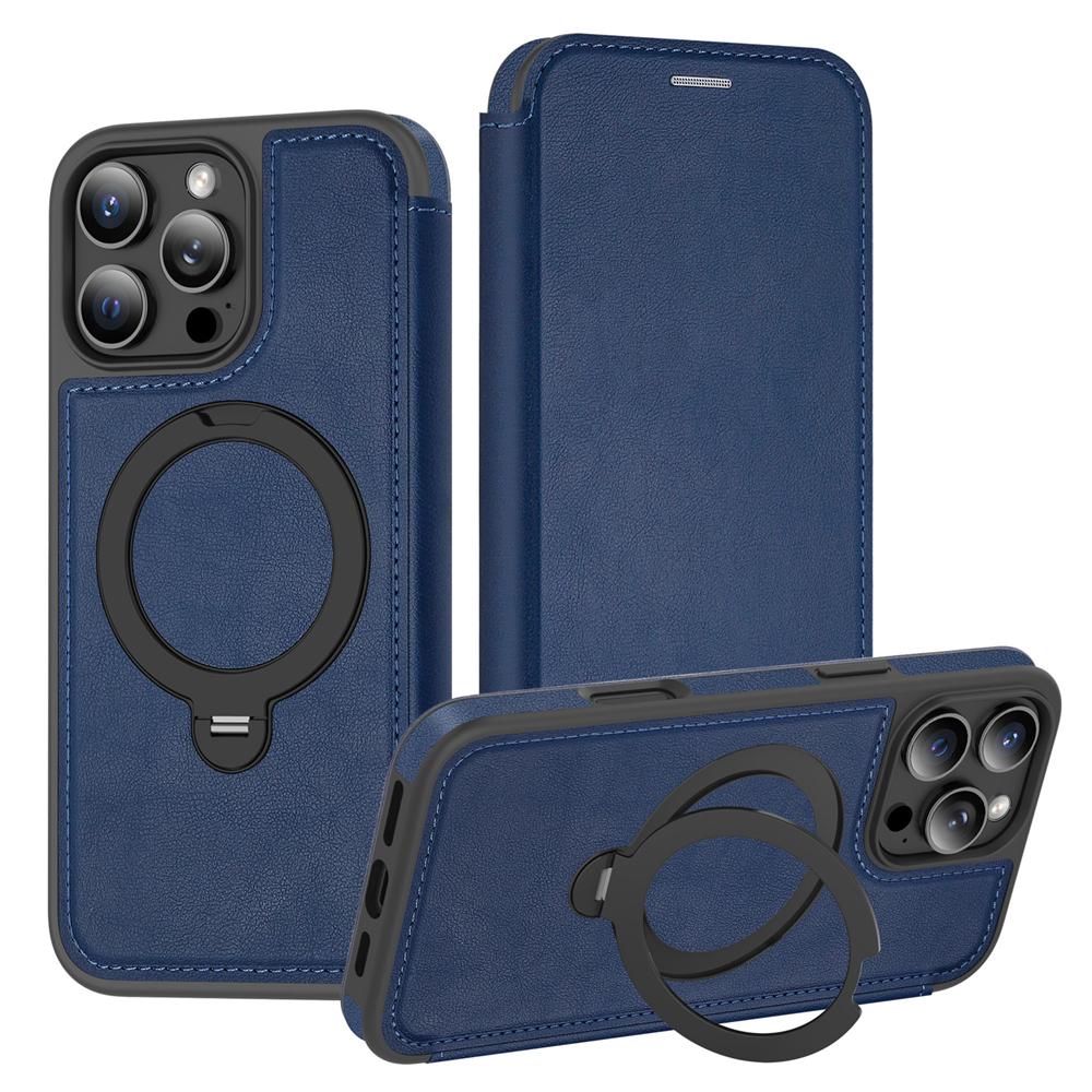 KEYSION PU Leather Flip Wallet Case for iPhone 11 12 13 14 Pro Max 14 Plus Cards Slots Magnetic 360 Ring Stand Phone Back Cover
