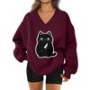 Women's V-neck Dropped Shoulder Halloween Print Sports Sweatshirt Top
