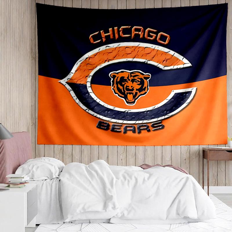 Chicago Bears logo Tapestry for Bedroom Aesthetic Classroom Tapestries Wall Hanging for Living Room Dorm Office,Ideal Creative Gift
