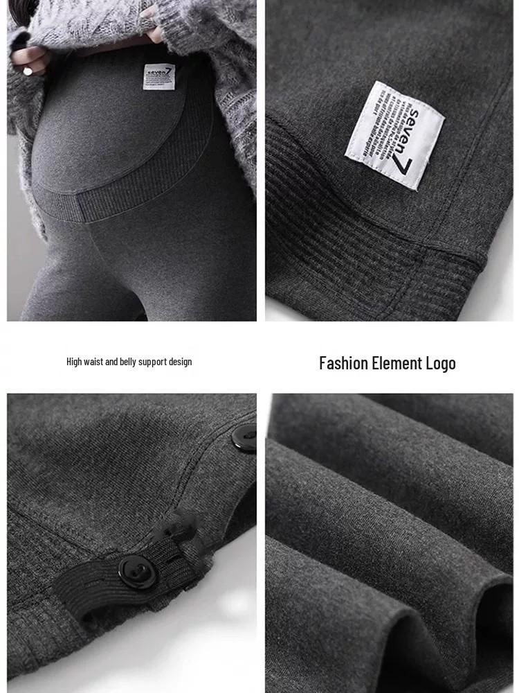 Fleece-Lined Maternity Pants: Belly Support without Constriction, Ideal for Petite and Plus-Size Women, Winter Wear, Base Layer.