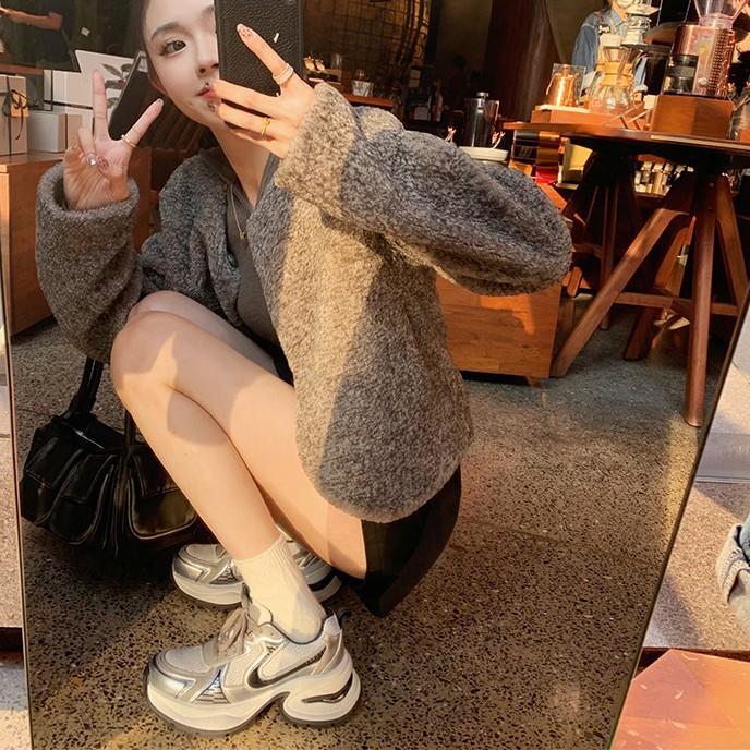 Cowhide Version~ Leather Platform Dad Shoes Women's Old Dirty Shoes Muffin Height Increase Casual Sports Shoes Board Shoes