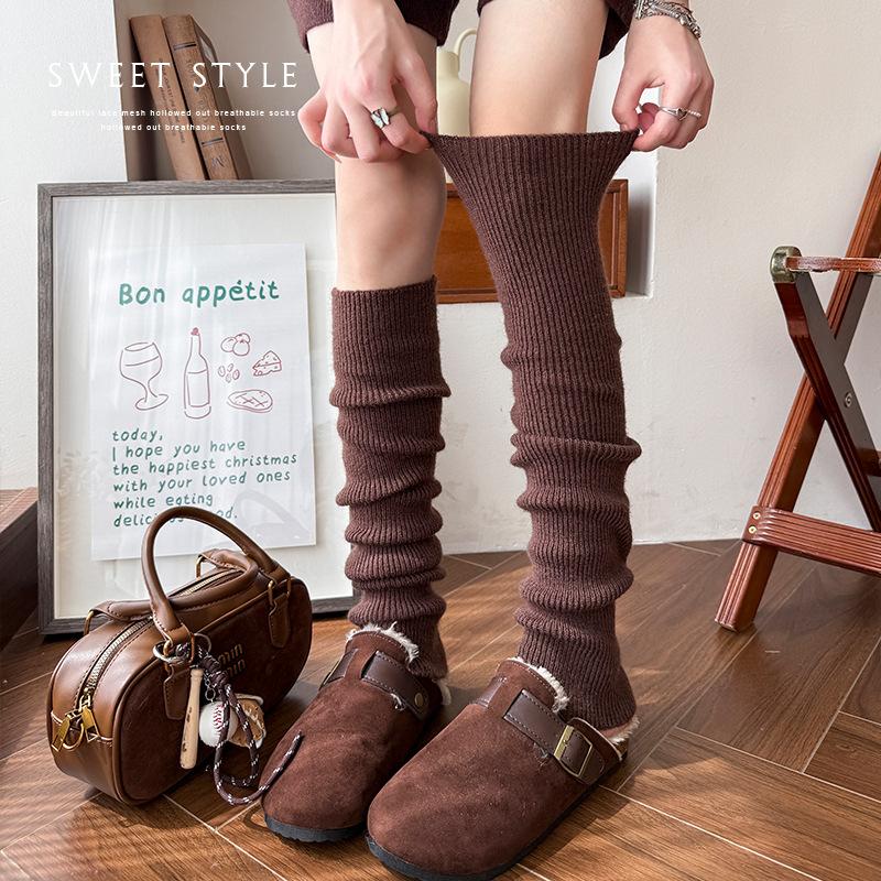 Boots Cotton Socks Cover Thickened Thermal Calf Socks Coffee-Colored Knitted Lolita Stack Leg Cover