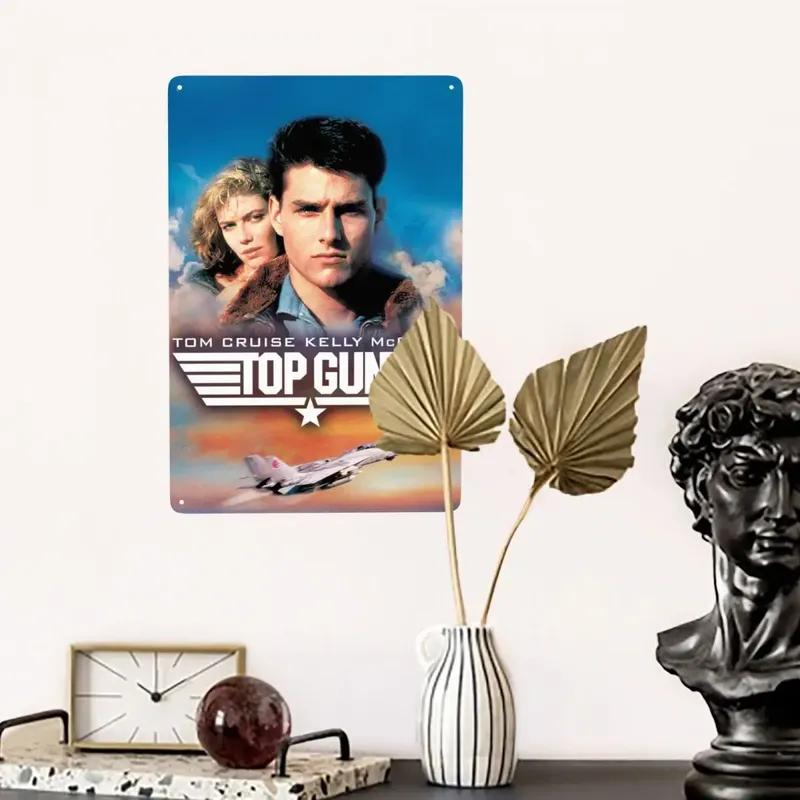 Tin Plate Top Gun Movie Sign Vintage Action Film Metal Poster Board Iron Craft Wall Decor Plaque Tin Sign Bar Home Decoration