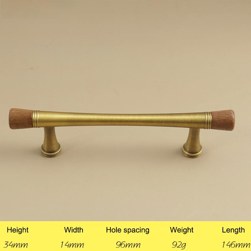 Vintage Look Nordic Cabinet Door Handle in Walnut and Brass for Clothing Storage