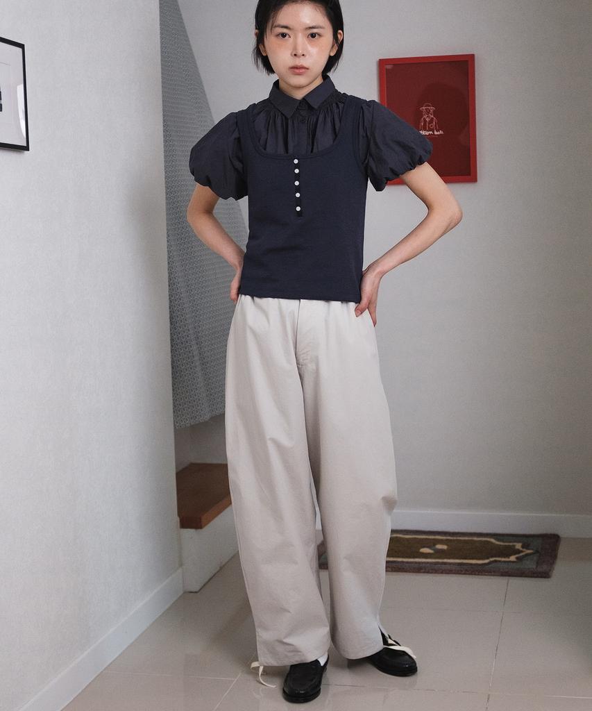 COTTON BELL String Easy Pants - Light Greige