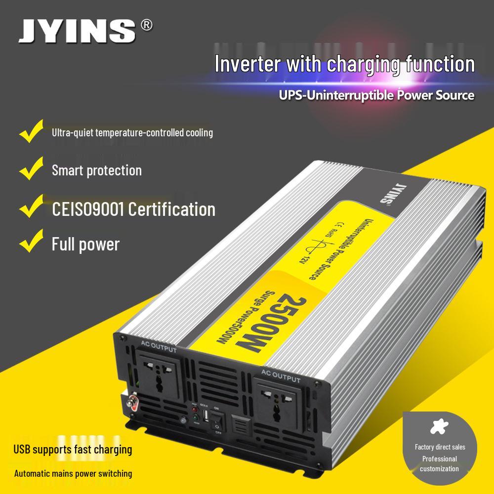 2500W 12V To 220V Pure Sine Wave Inverter with Charger for Solar/Car/UPS, High Efficiency, Energy Saving