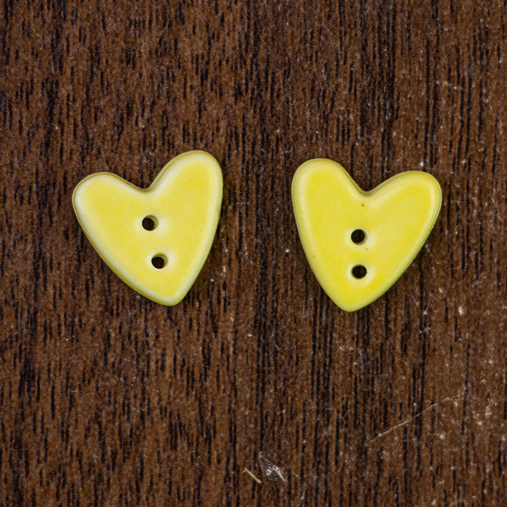 Handmade Small Ceramic Heart Buttons for DIY Brooch and Accessories