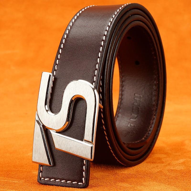 

Lion Head Layer Cowhide Casual Men s Belt Stainless Steel Smooth Buckle Youth Business All-match Pants 115cm