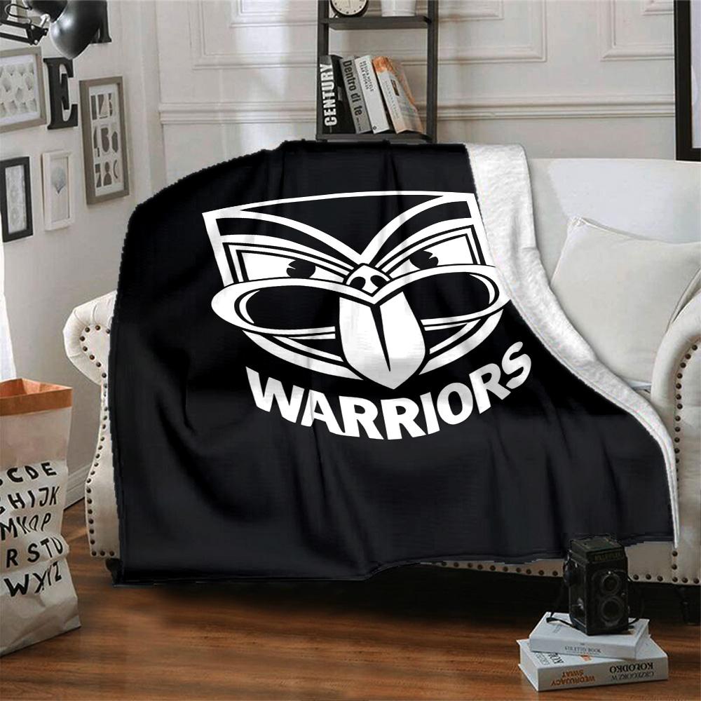 Warriors Team Black White Logo Print Flannel Throw Blanket Soft Plush Blanket for Sofa Couch Bedroom Sport Fan Home Decor