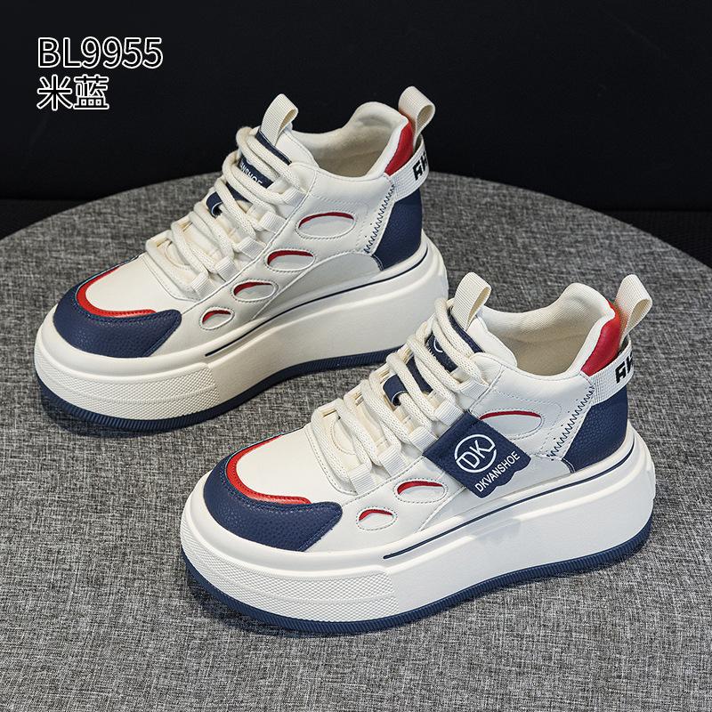 

Leather high-top shoes autumn and winter new velvet warm platform cotton shoes muffin sports and leisure board shoes 34