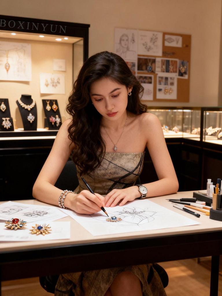 Bo Xin Yun Luxury Jewelry Set: Elegant Necklace, Ring, and Earrings