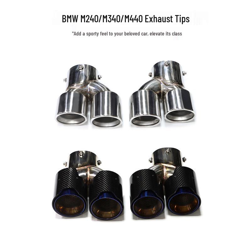 Carbon Fiber Stainless Steel Black Quad Exhaust Tips for BMW M240/M340/M440i/330